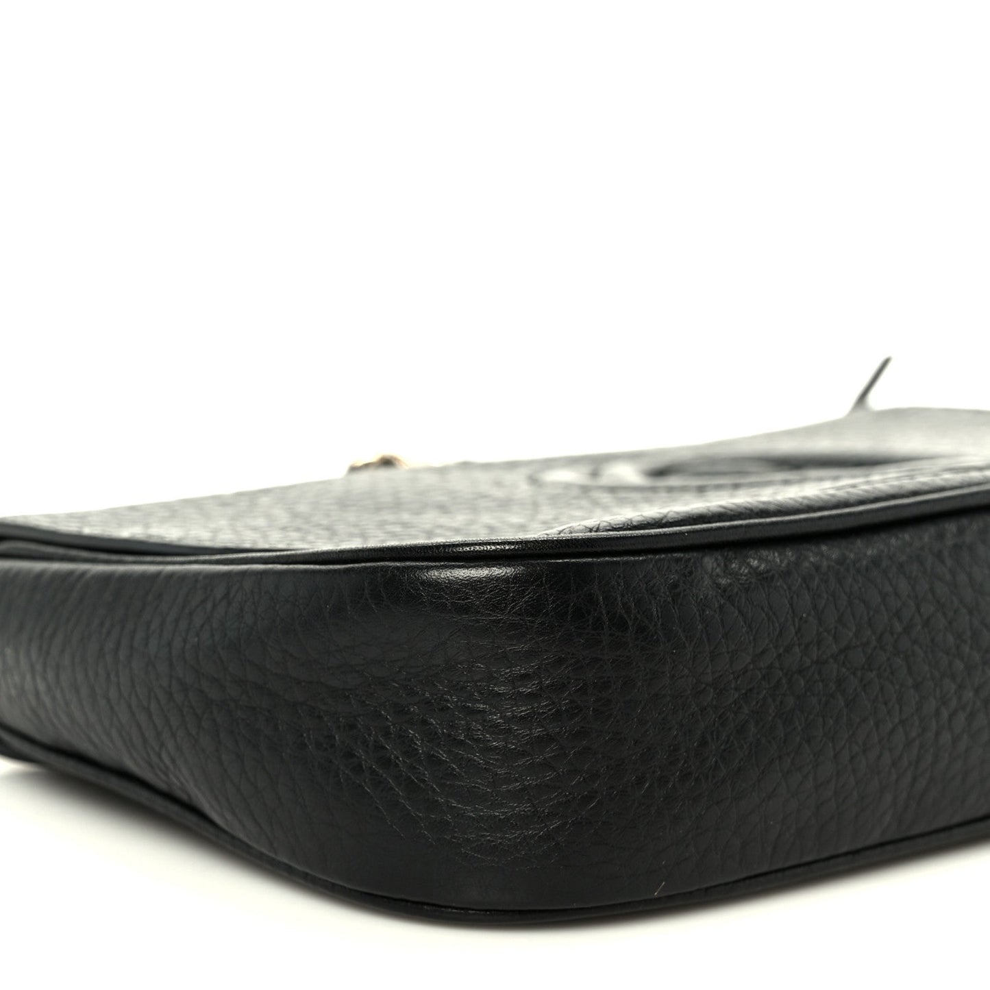 Pebbled Calfskin Medium Soho Flap Crossbody Black