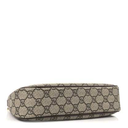 GG Supreme Monogram Textured Dollar Calfskin Web Small Ophidia GG Handbag Beige Ebony New Acero