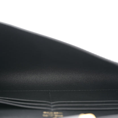 Shiny Calfskin Top Handle Hourglass Clutch Black