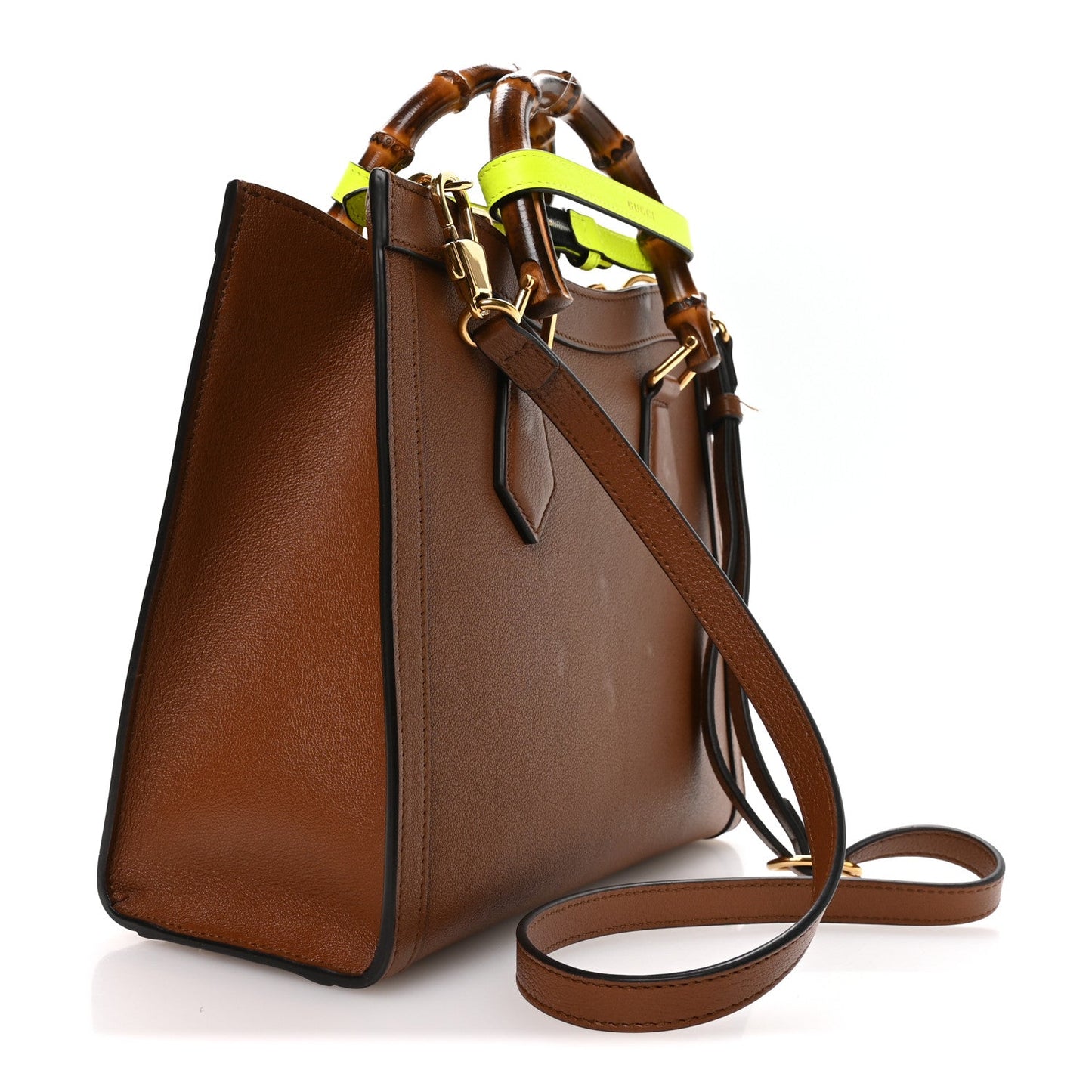 Wonka Grain Calfskin Small Diana Tote Bag Cuir Yellow Fluo