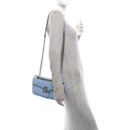 Calfskin Matelasse Small GG Marmont Shoulder Bag Porcelain Light Blue