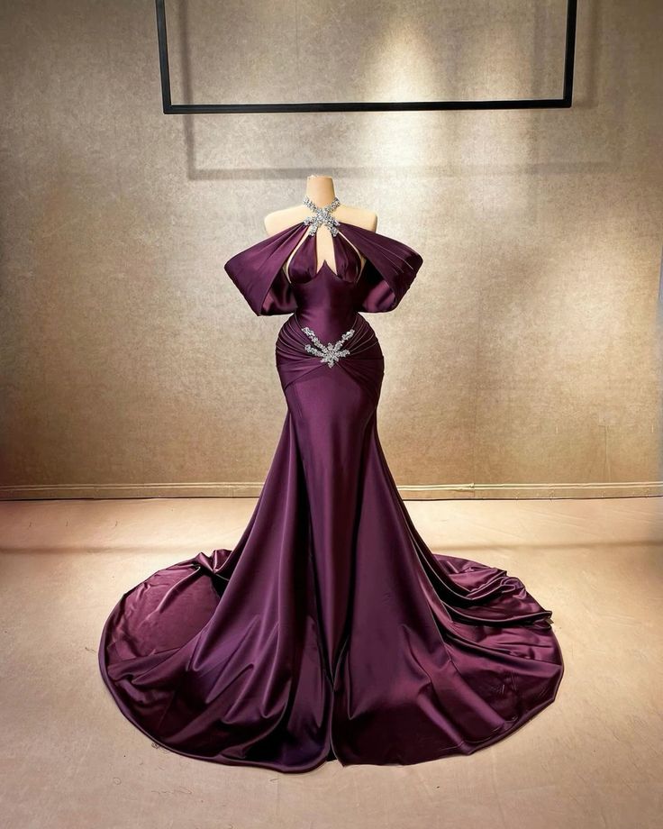 formaldressy-Purple fashionable exquisite beaded long satin prom dress gh5427