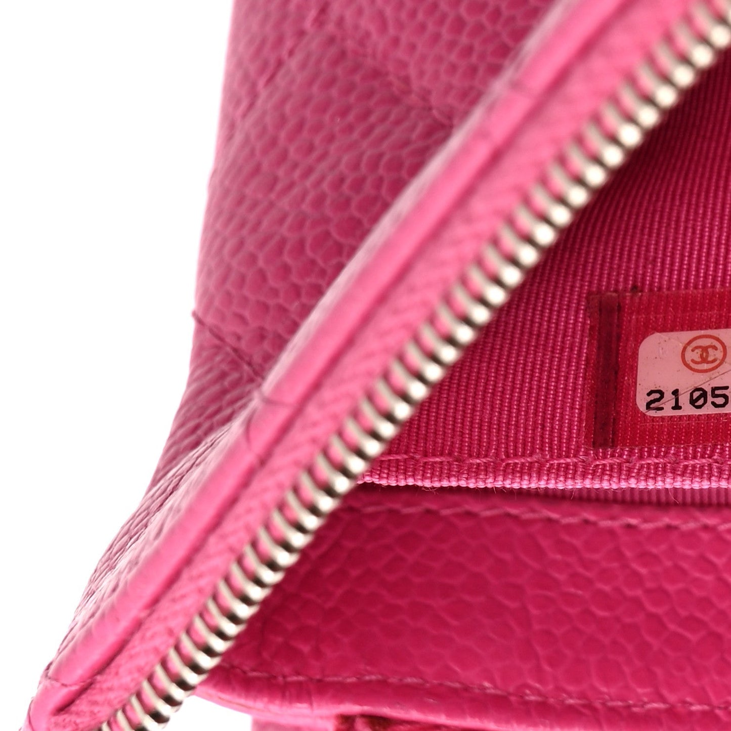 Caviar Quilted Enamel Zipped Clutch  Pink