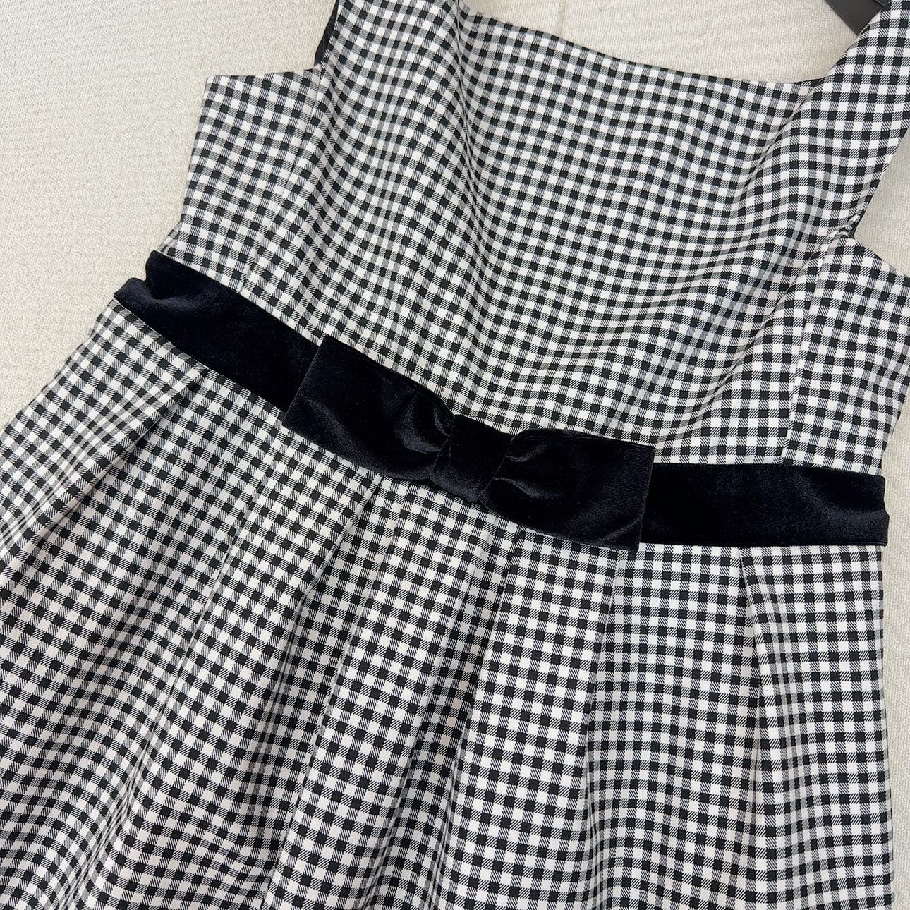 Celine 25 Bow Dress Black mix White Polyester Cotton 607798
