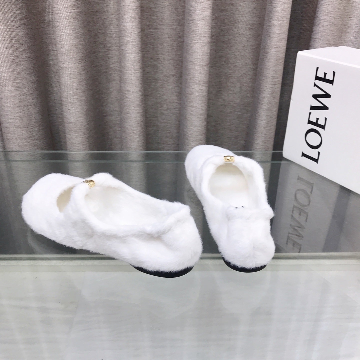 Loewe 2026 Ballet Flat White in Wool 597433