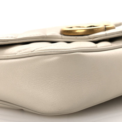 Calfskin Matelasse Super Mini GG Marmont Shoulder Bag White
