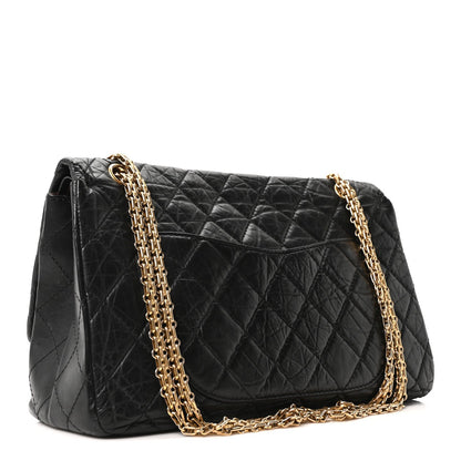 Aged Calfskin Quilted 2.55 Reissue 227 Flap Black