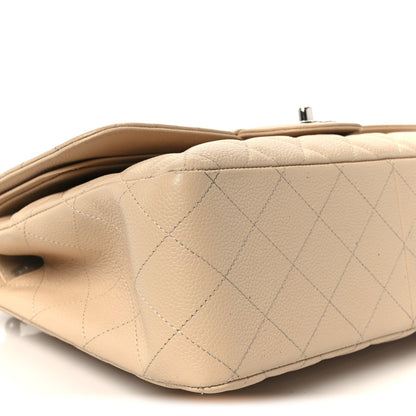 Caviar Quilted Jumbo Double Flap Beige