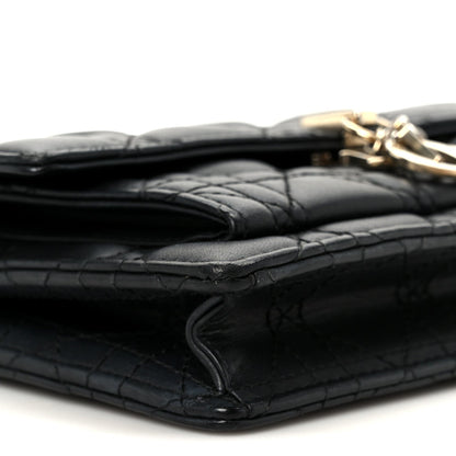 Lambskin Cannage Chain My Dior Daily Chain Pouch Black