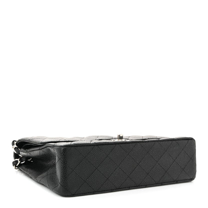 Caviar Quilted Medium Double Flap Black