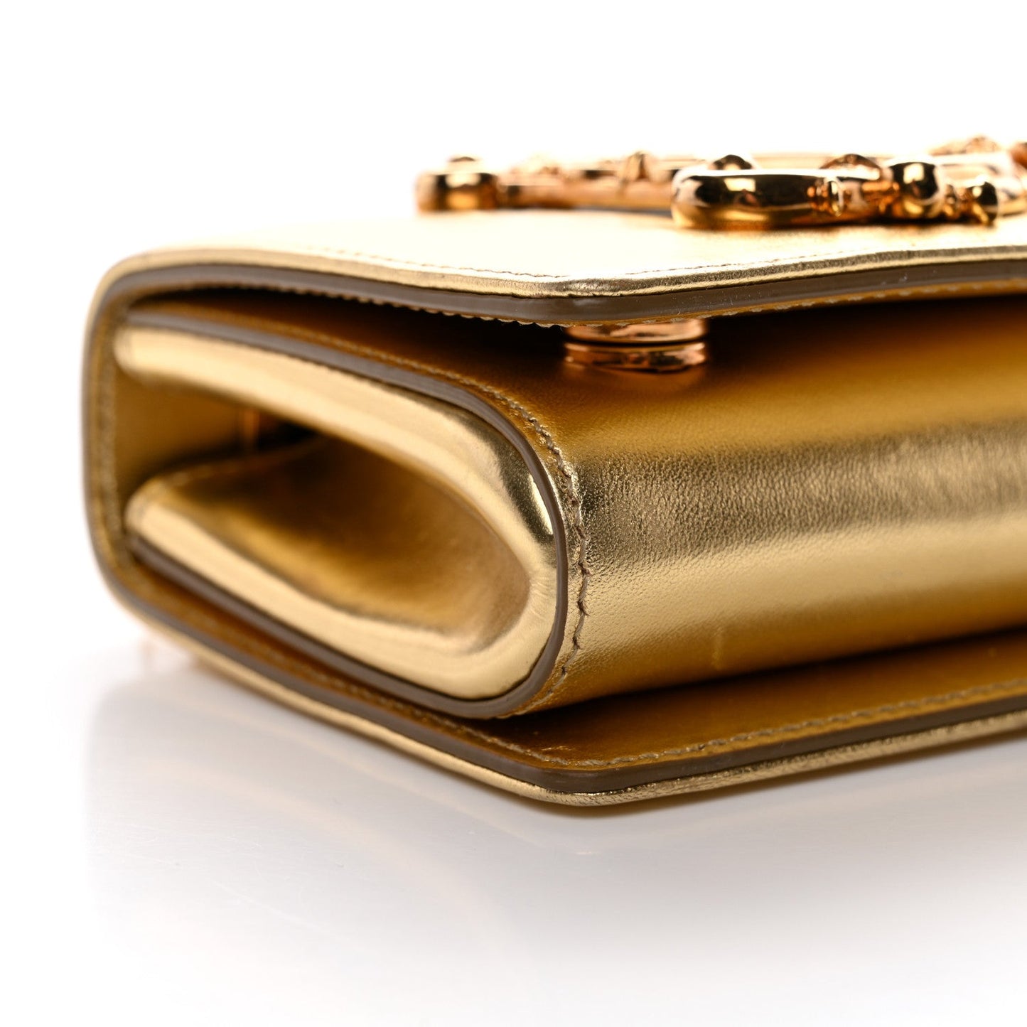 Metallic Calfskin DG Girls Shoulder Bag Gold