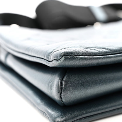 Metallic Lambskin Embossed Monogram Coussin PM Bleu
