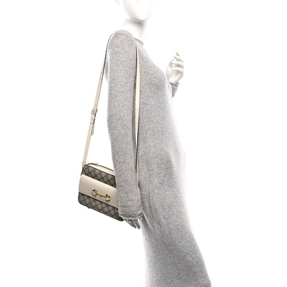 GG Supreme Monogram Small Horsebit 1955 Shoulder Bag Beige Mystic White