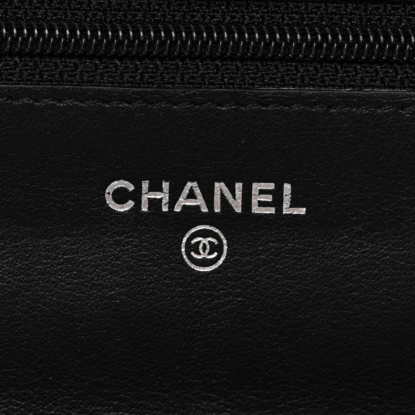 Distressed Patent Calfskin Quilted Reissue Wallet On Chain WOC Black