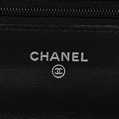 Distressed Patent Calfskin Quilted Reissue Wallet On Chain WOC Black