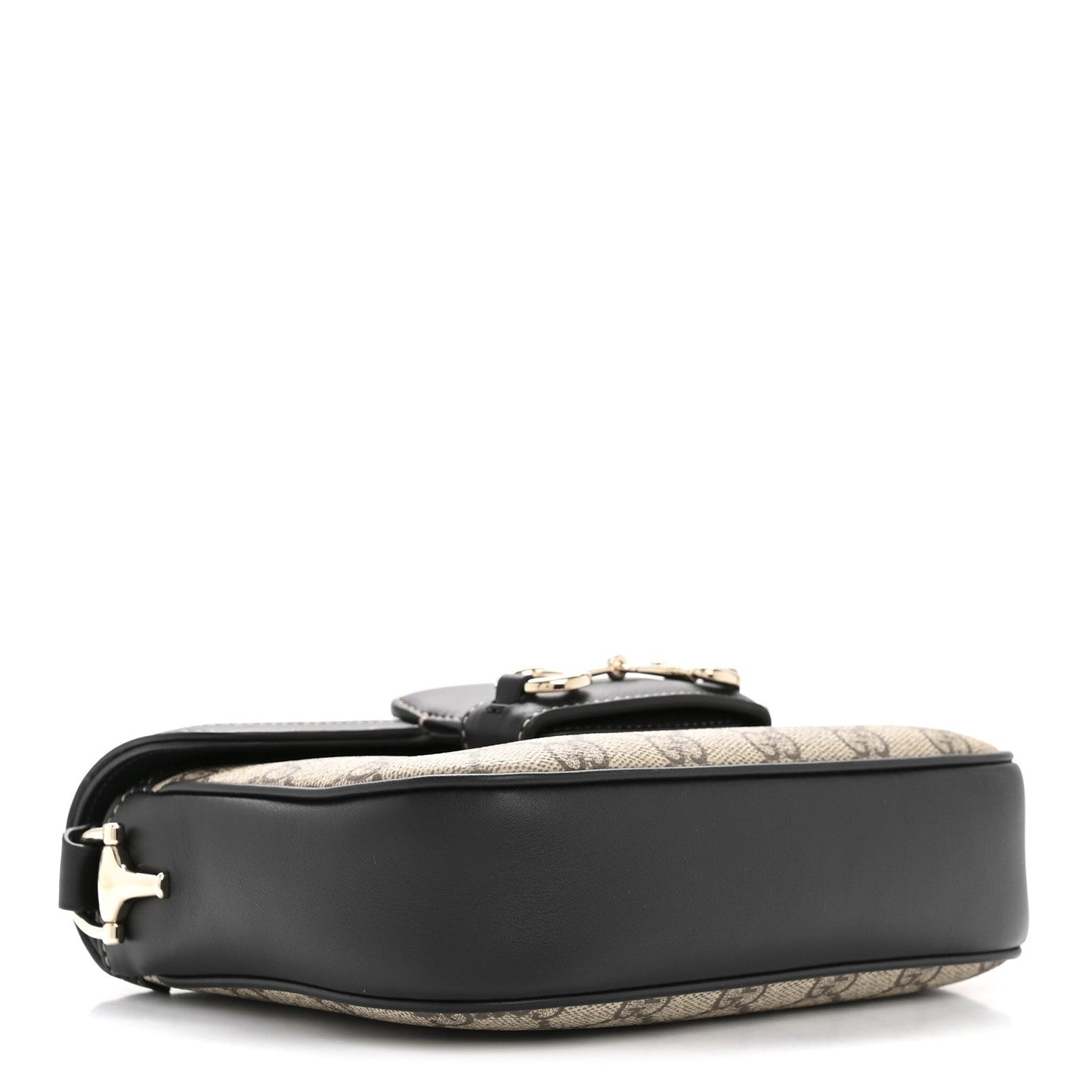 GG Supreme Monogram Horsebit 1955 Soft Small Shoulder Bag Beige Black