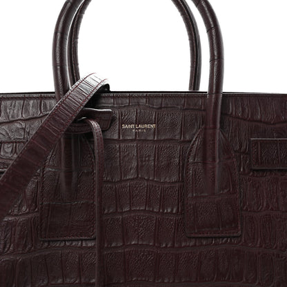 Calfskin Crocodile Embossed Small Sac De Jour Amarena