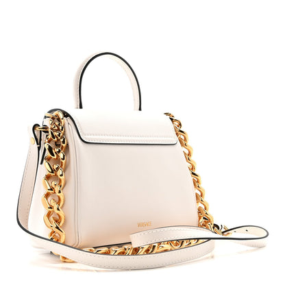 Grained Calfskin Small La Medusa Top Handle Bag Optical White