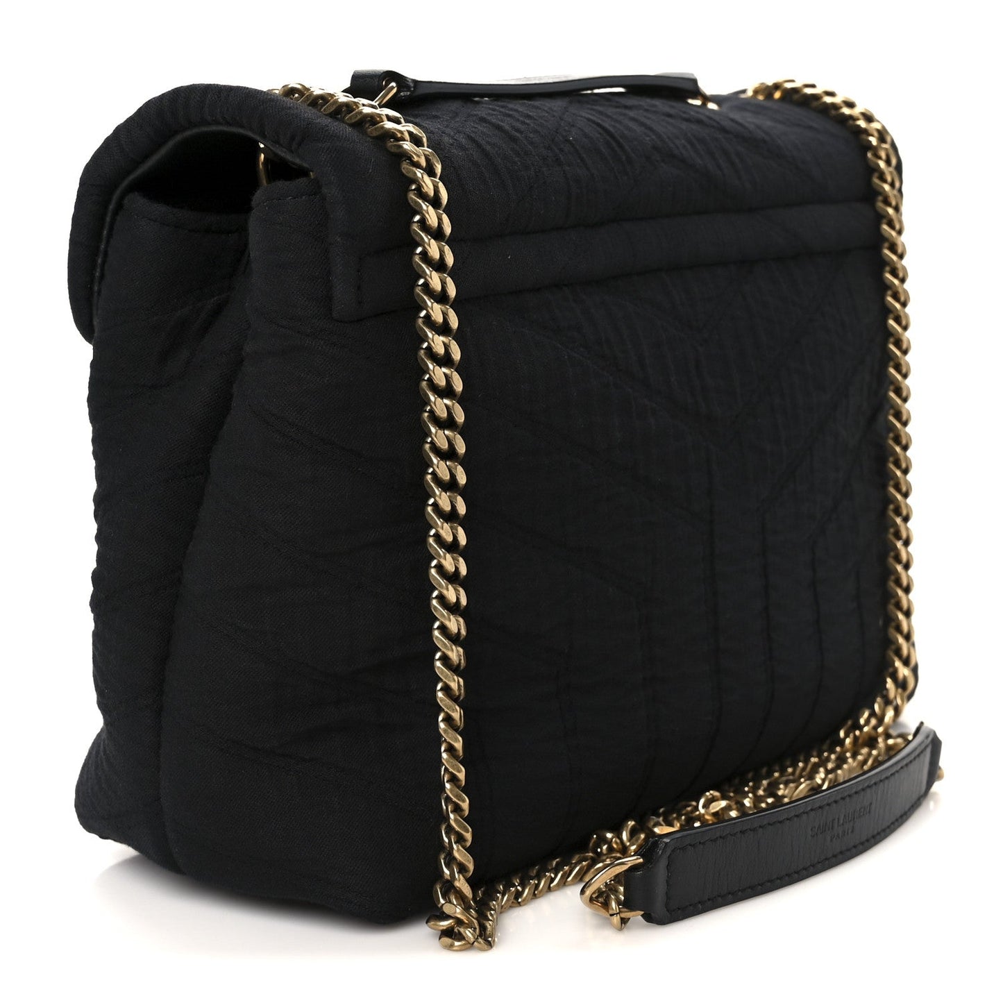 Fabric Y Quilted Monogram Small Loulou Chain Satchel Black