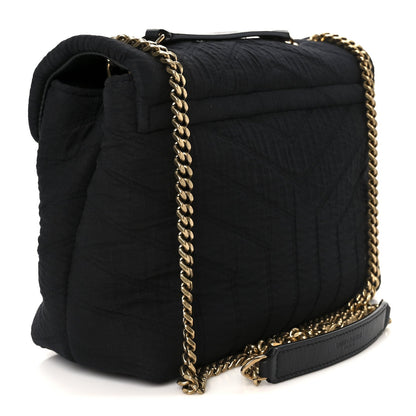 Fabric Y Quilted Monogram Small Loulou Chain Satchel Black