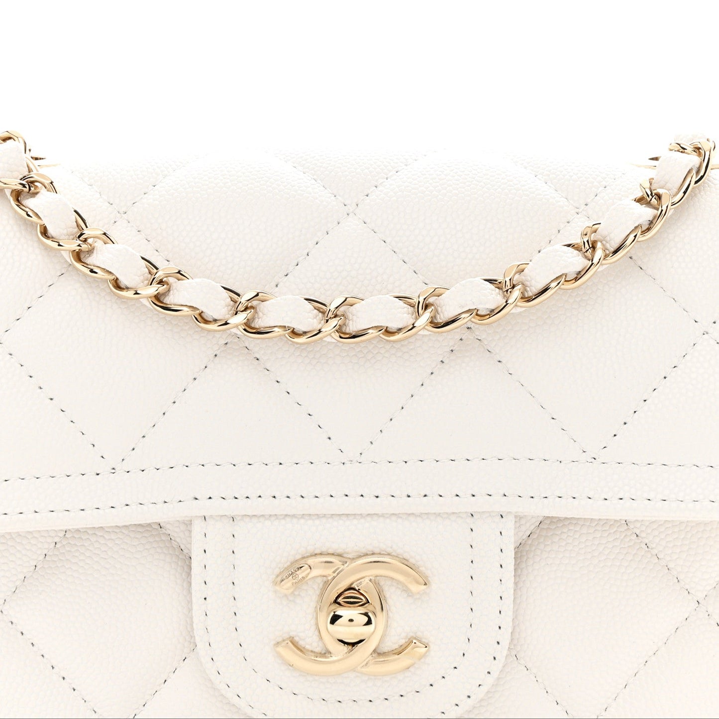 Caviar Quilted Mini Sweet Classic Flap White