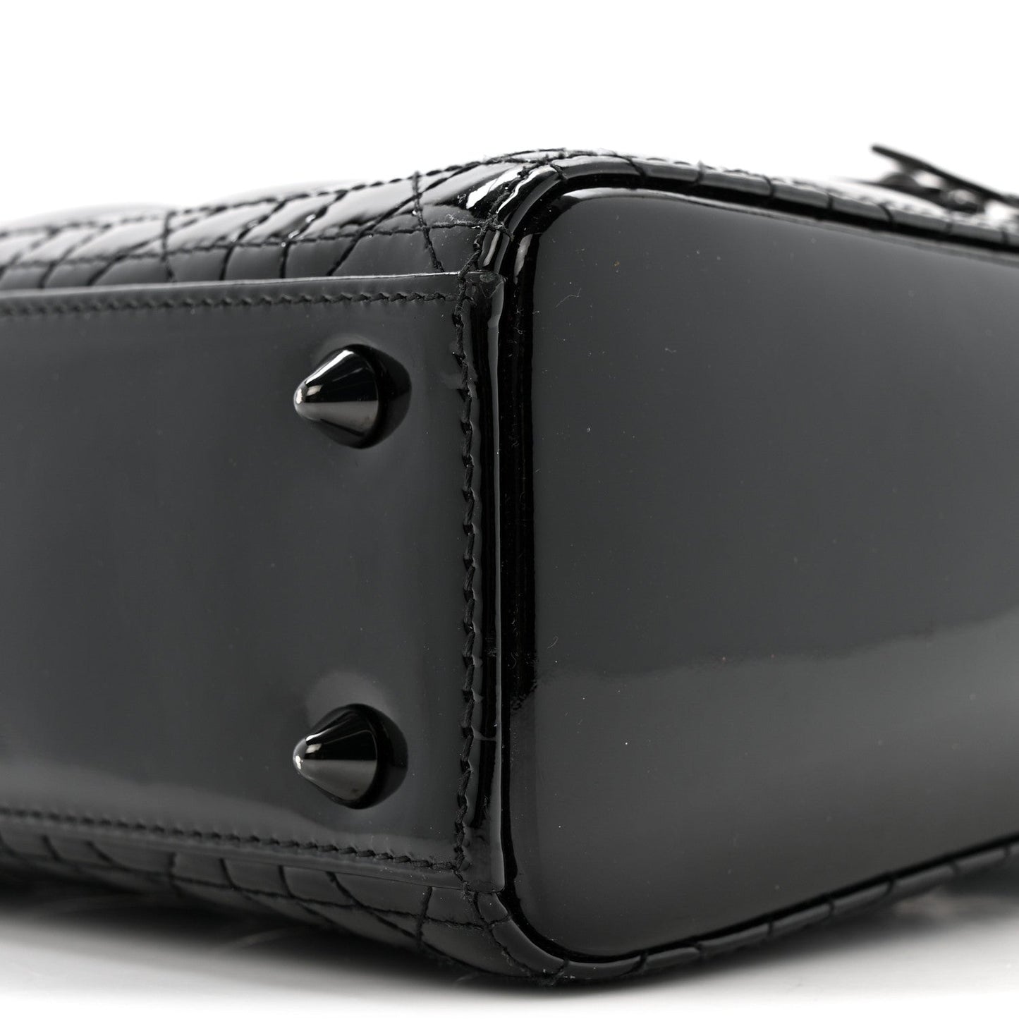 Ultraglossy Patent Cannage Small Lady Dior Black