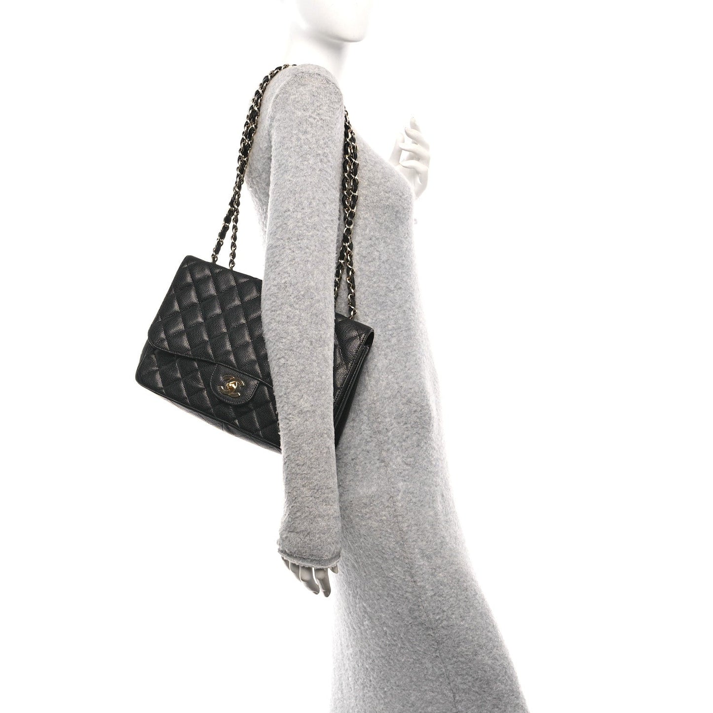 Caviar Quilted Jumbo Single Flap Black