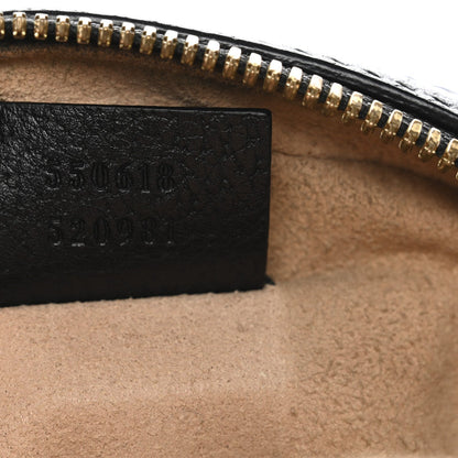 Grained Calfskin Web Mini Ophidia Round Shoulder Bag Black