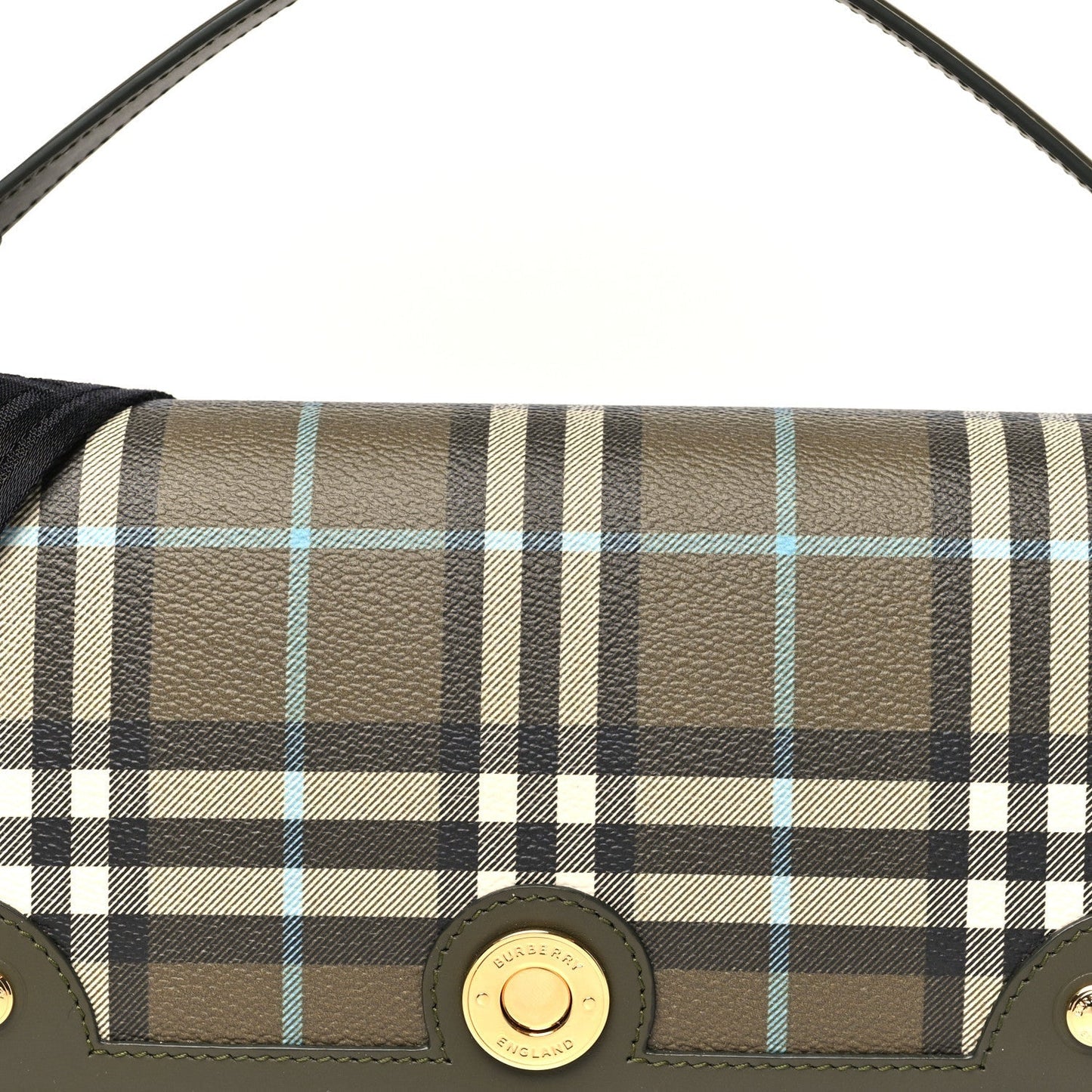 Coated Canvas Calfskin Vintage Check Note Top Handle Shoulder Bag Olive Green