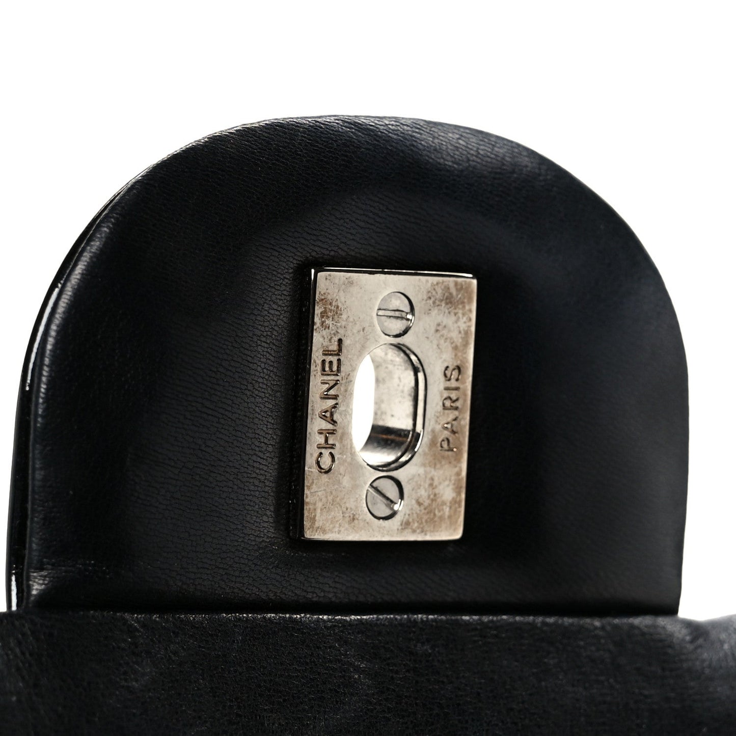 Patent Quilted Maxi Double Flap Black