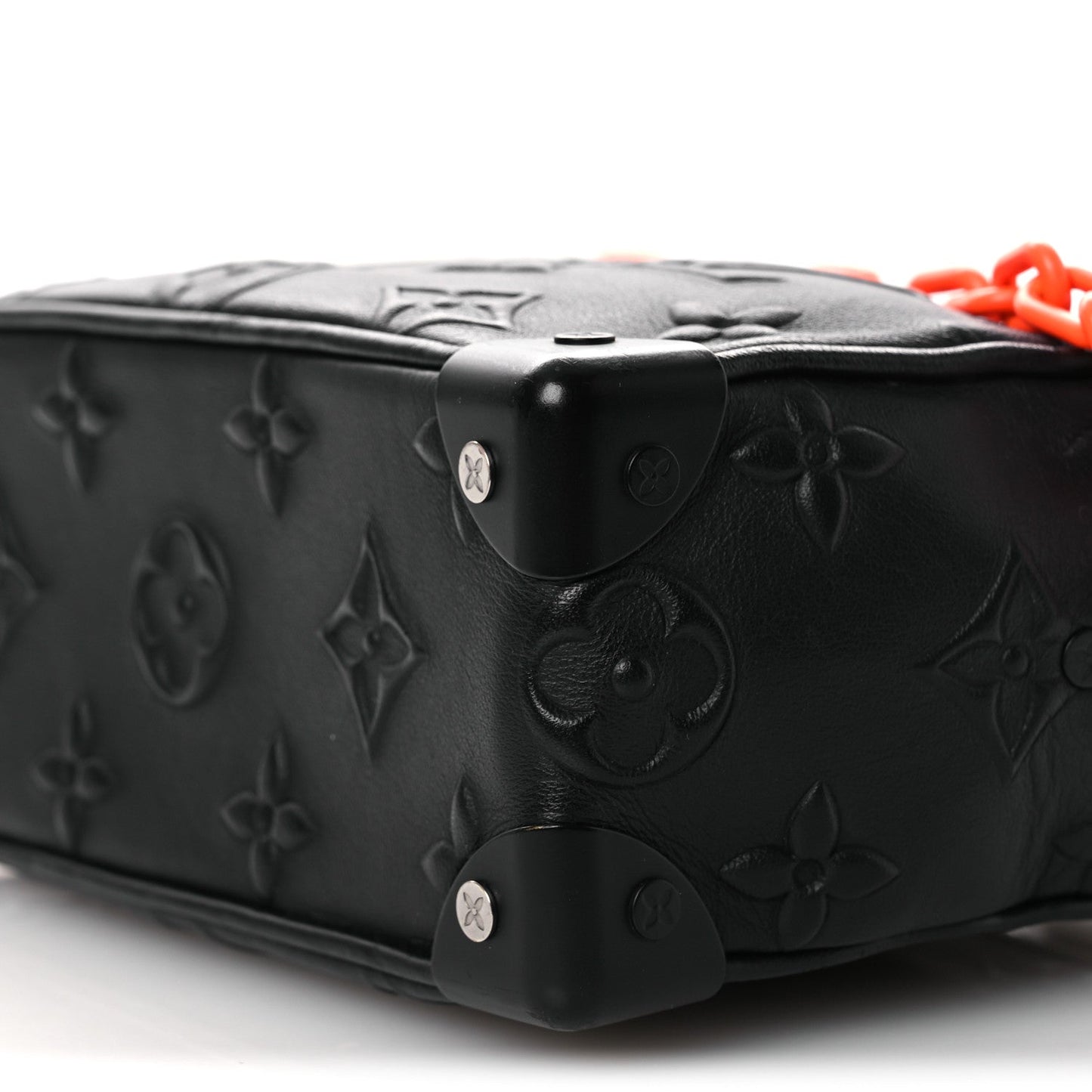 Calfskin Debossed Monogram Solar Ray Mini Soft Trunk Black