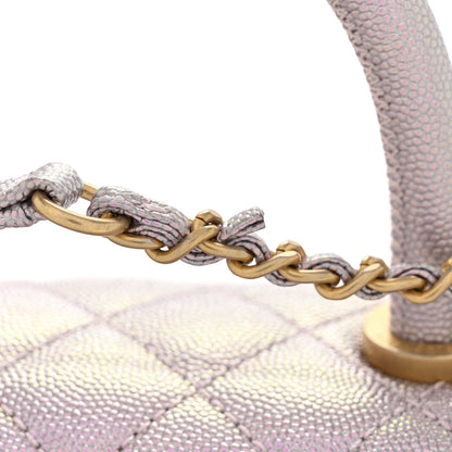 Metallic Caviar Quilted Mini Coco Handle Flap Light Pink