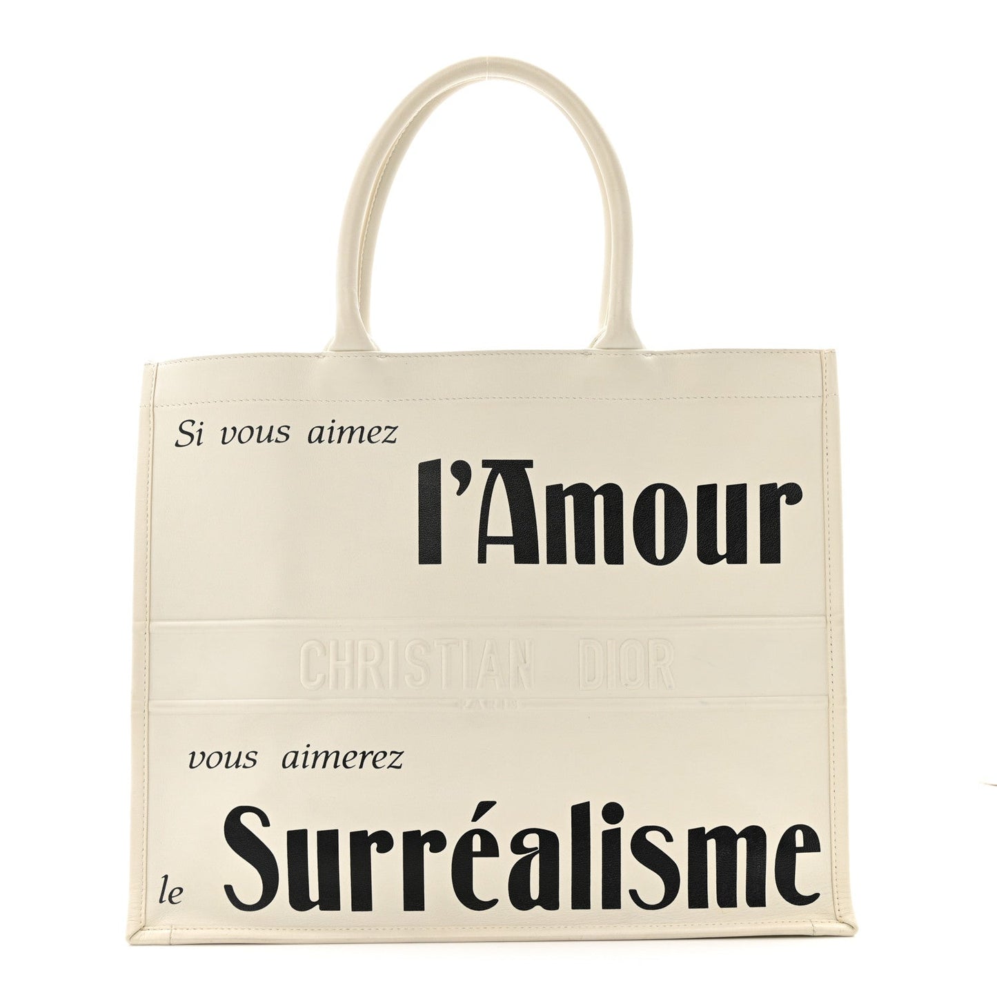 Calfskin Large Surrealism Book Tote Ivory