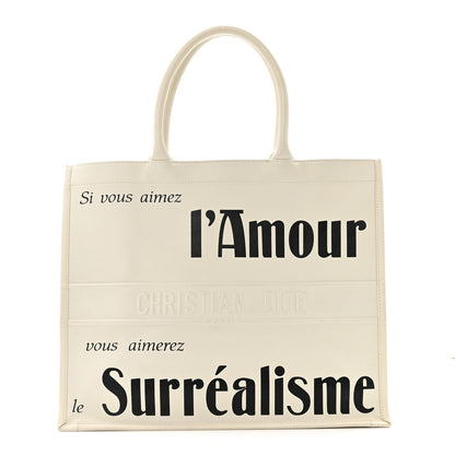 Calfskin Large Surrealism Book Tote Ivory