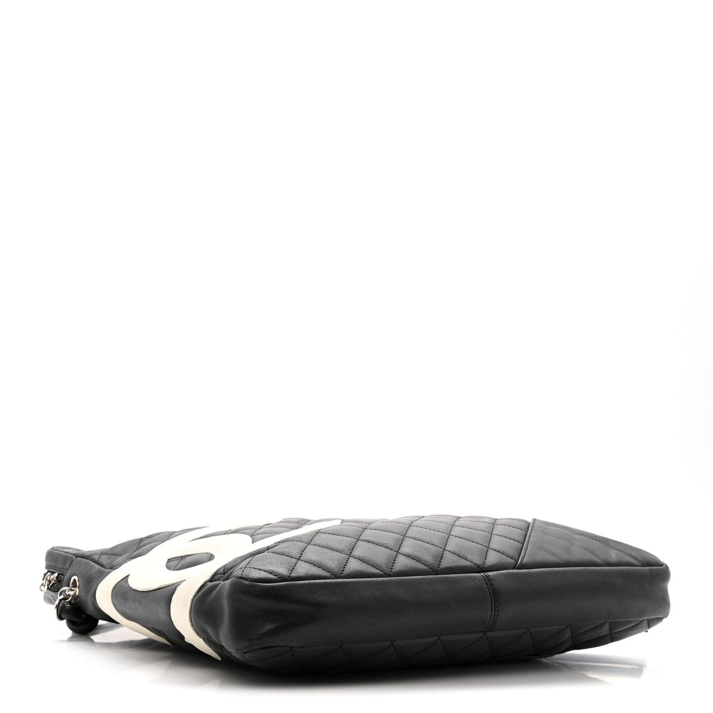 Calfskin Quilted Large Cambon Messenger Black White