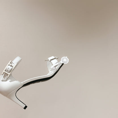 HM Buckle Sandals White Calfskin 308165