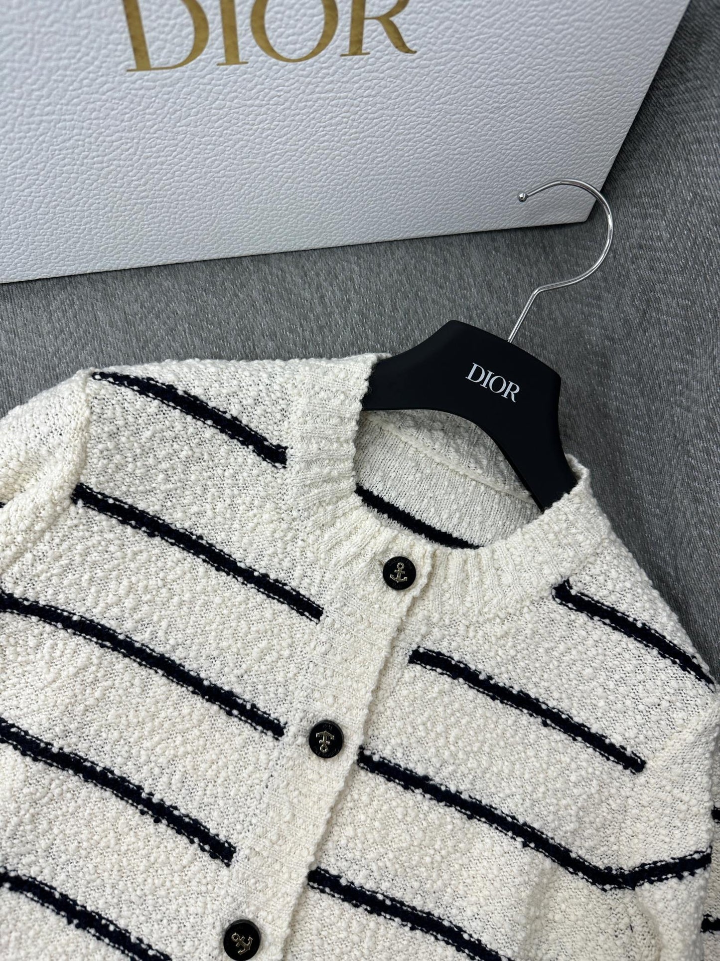 CD Marinière Twinset Cardigan Black White Cotton Wool 345341