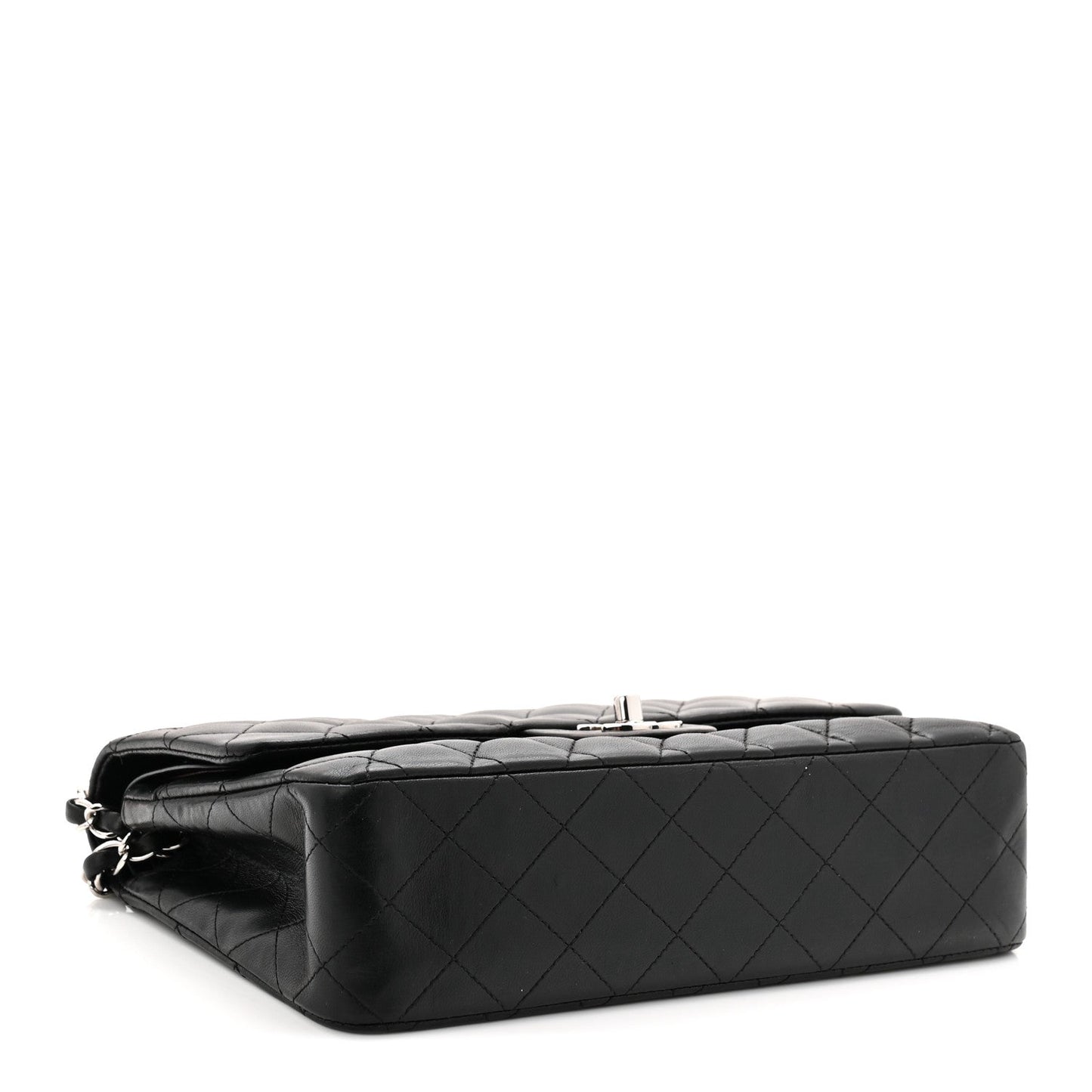 Lambskin Quilted Medium Double Flap Black