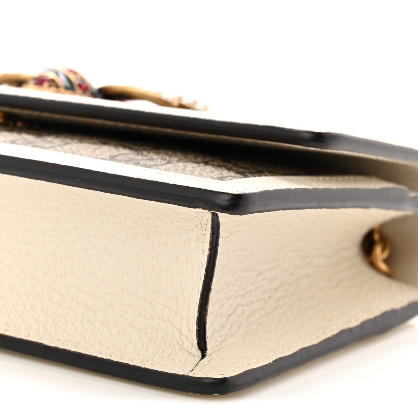 GG Supreme Monogram Web Queen Margaret Chain Wallet White