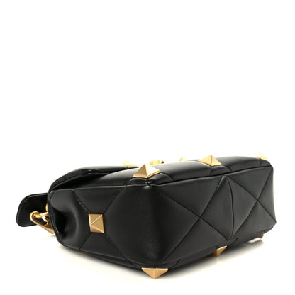 Nappa Medium Roman Stud Shoulder Bag Black