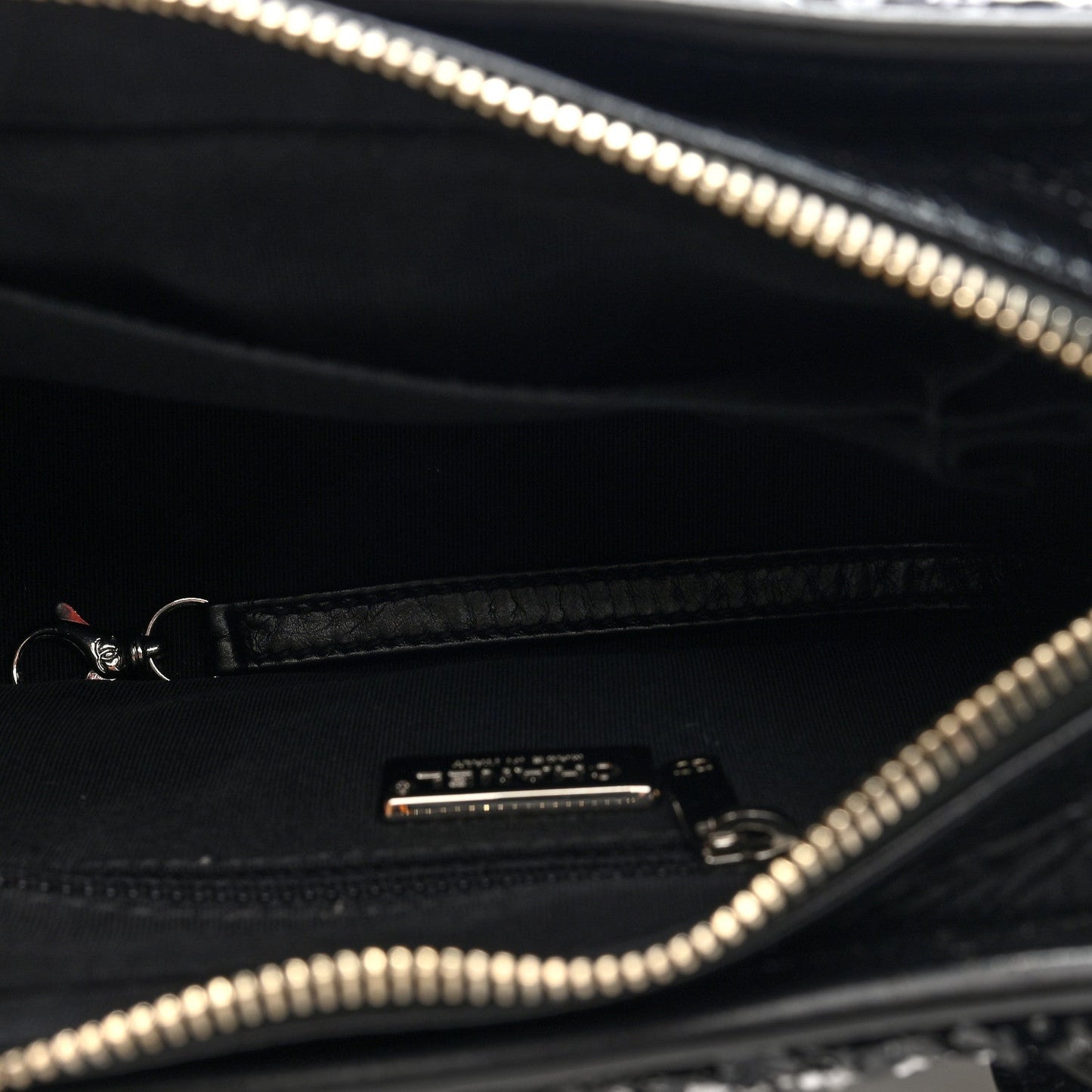 Sequin Calfskin Small Gabrielle Hobo Black White