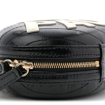 Lambskin Embroidered Chevron Quilted La Pausa Tassel Clutch Black