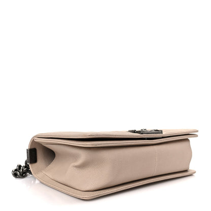 Caviar Quilted Medium Boy Flap Beige