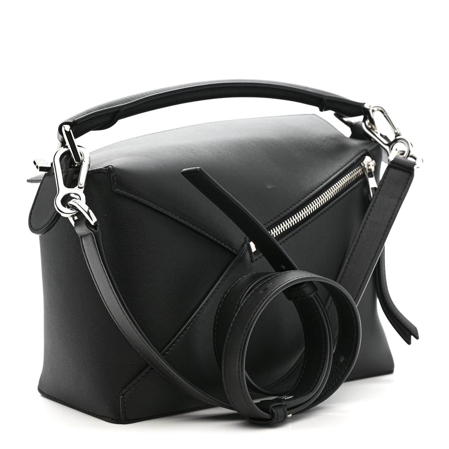 Calfskin Small Puzzle Edge Bag Black