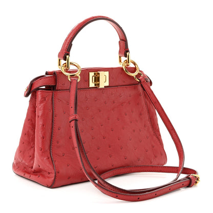 Ostrich Shiny Nappa Mini Peekaboo Iconic Satchel Fragola