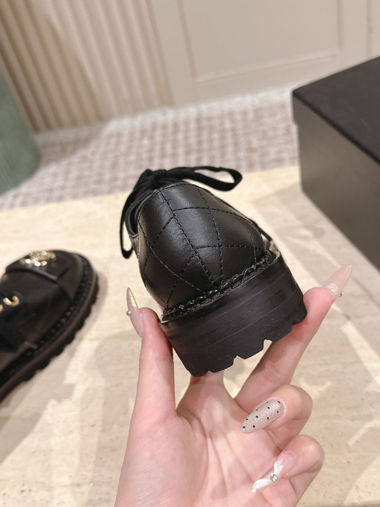 CC 26s Shoes 2cm Black Quited Calfskin 583905