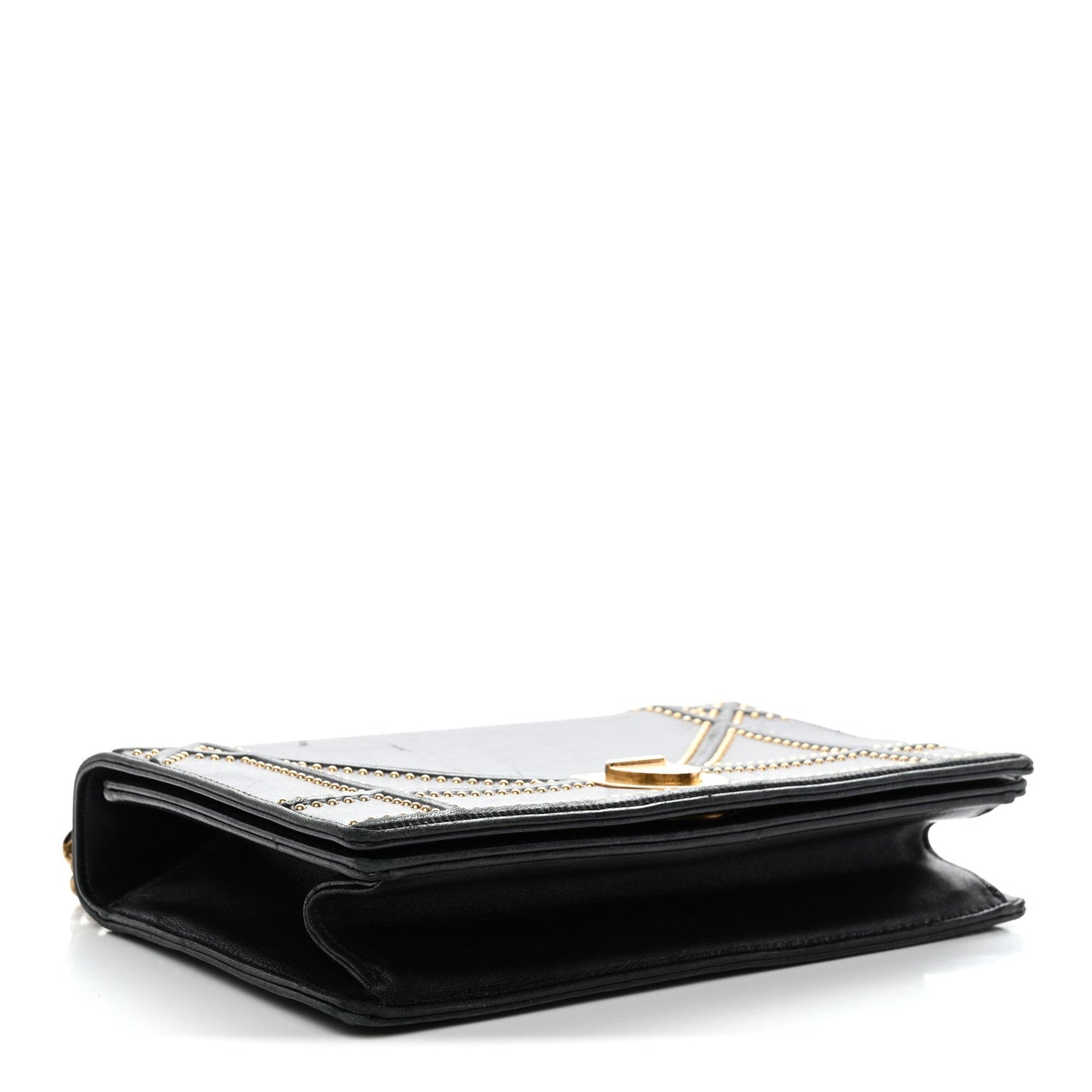 Lambskin Studded Medium Diorama Flap Bag Black