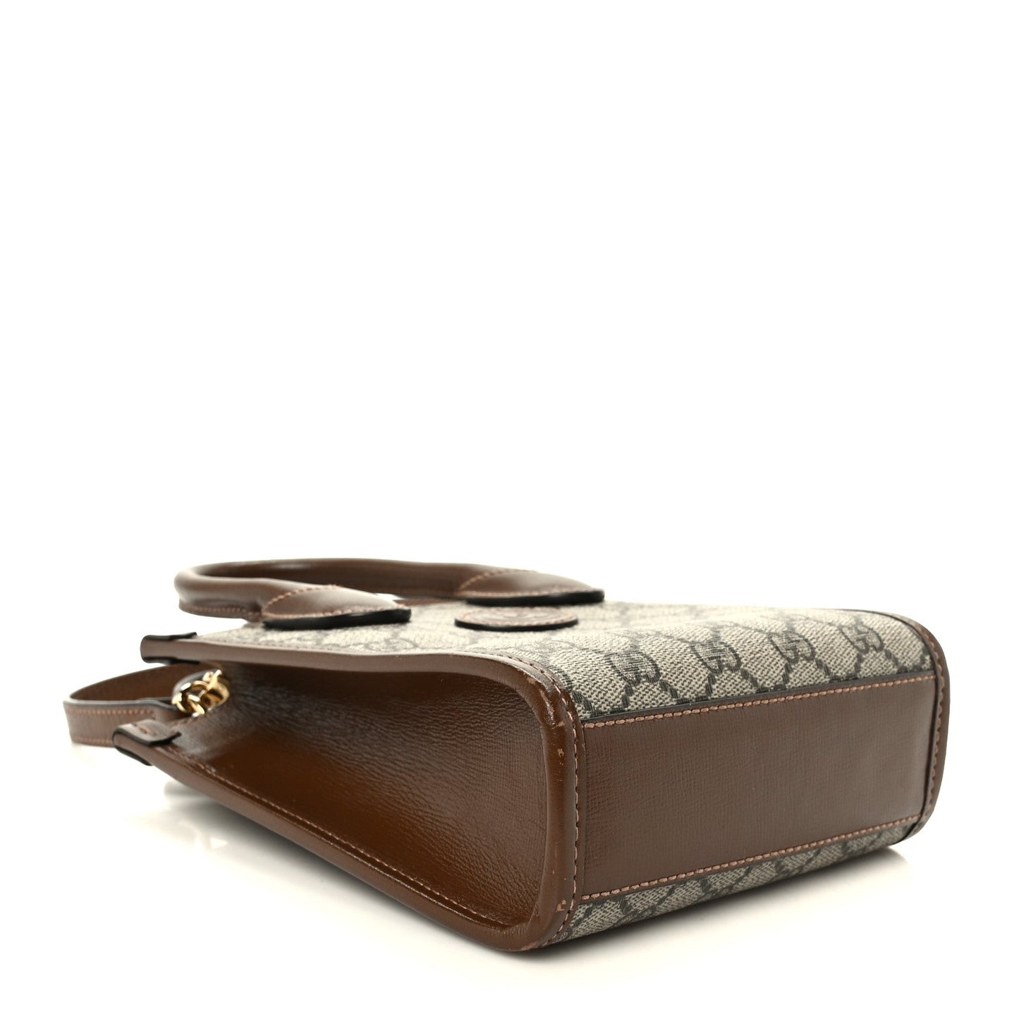 GG Supreme Monogram Azalea Calfskin Mini Retro Interlocking G Tote Bag Beige Ebony Brown Sugar