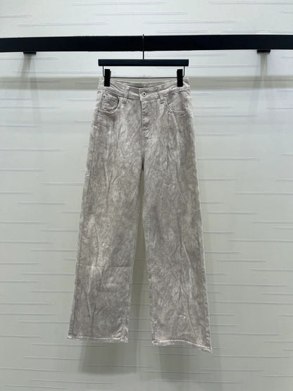 Miumiu 2026 Straight Leg Jeans Beige and Pink Cotton 352472