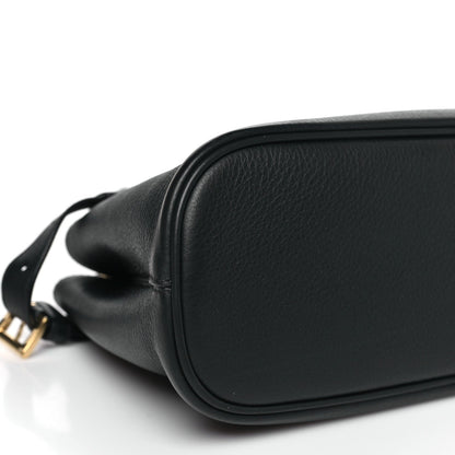 Soft Grain Calfskin Small Double Belt Tote Black